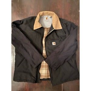 Carhartt Black work jacket distressed Faded Large L VTG